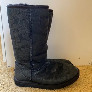 Black paisley Ugg boots